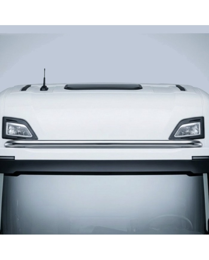 Supporto fari sopra visiera Scania S / R New Generation dritto lucido specchio senza fanalini vista montata