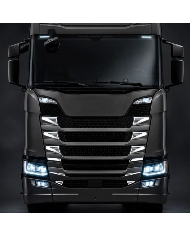 Cromature Laterali Mascherina 12 pezzi Scania S / R New Generation montate su camion frontale